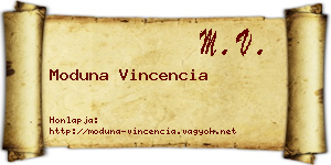 Moduna Vincencia névjegykártya